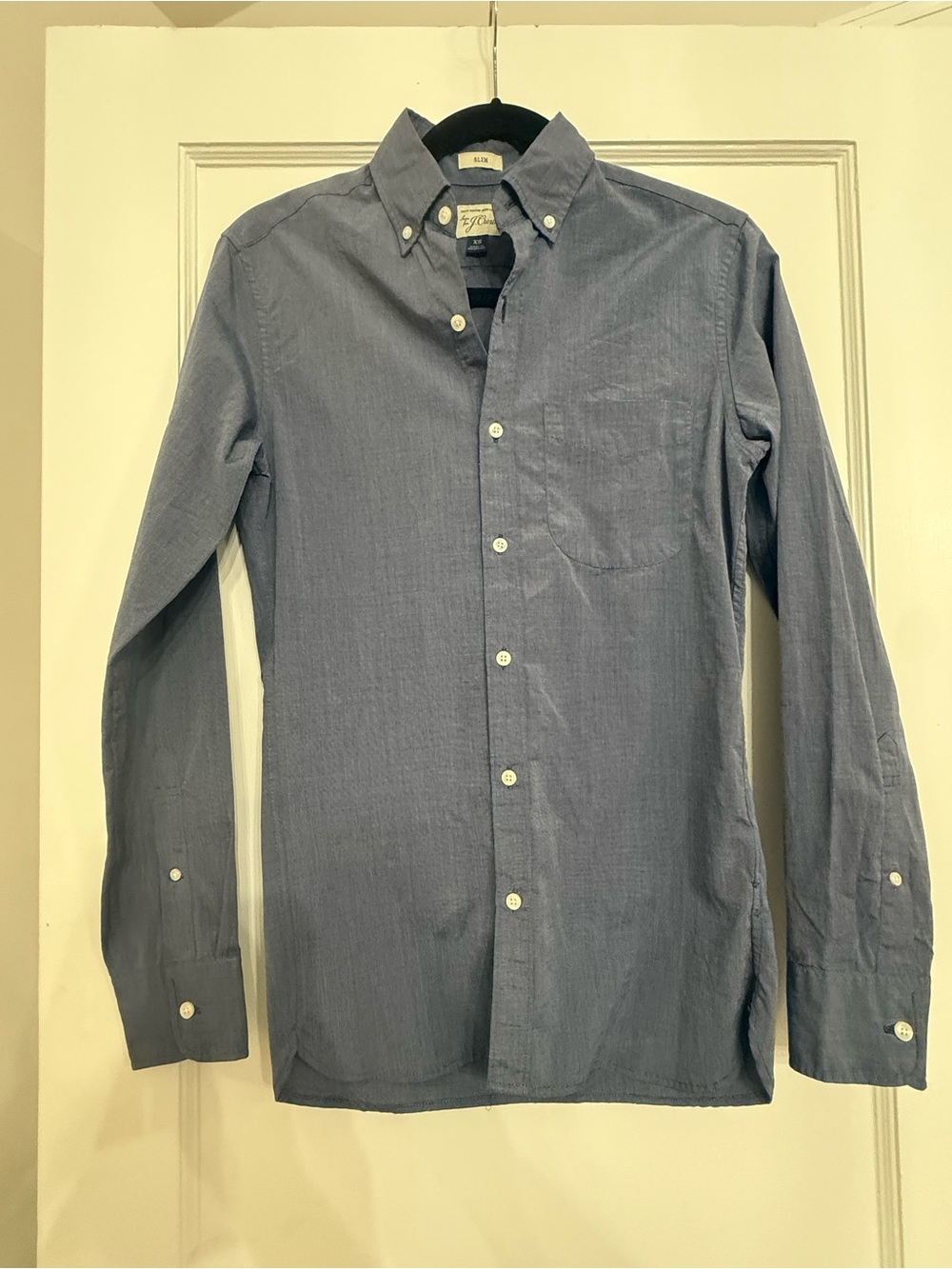 Jcrew men's long-sleeve button-down slim fit chambray shirt size xs